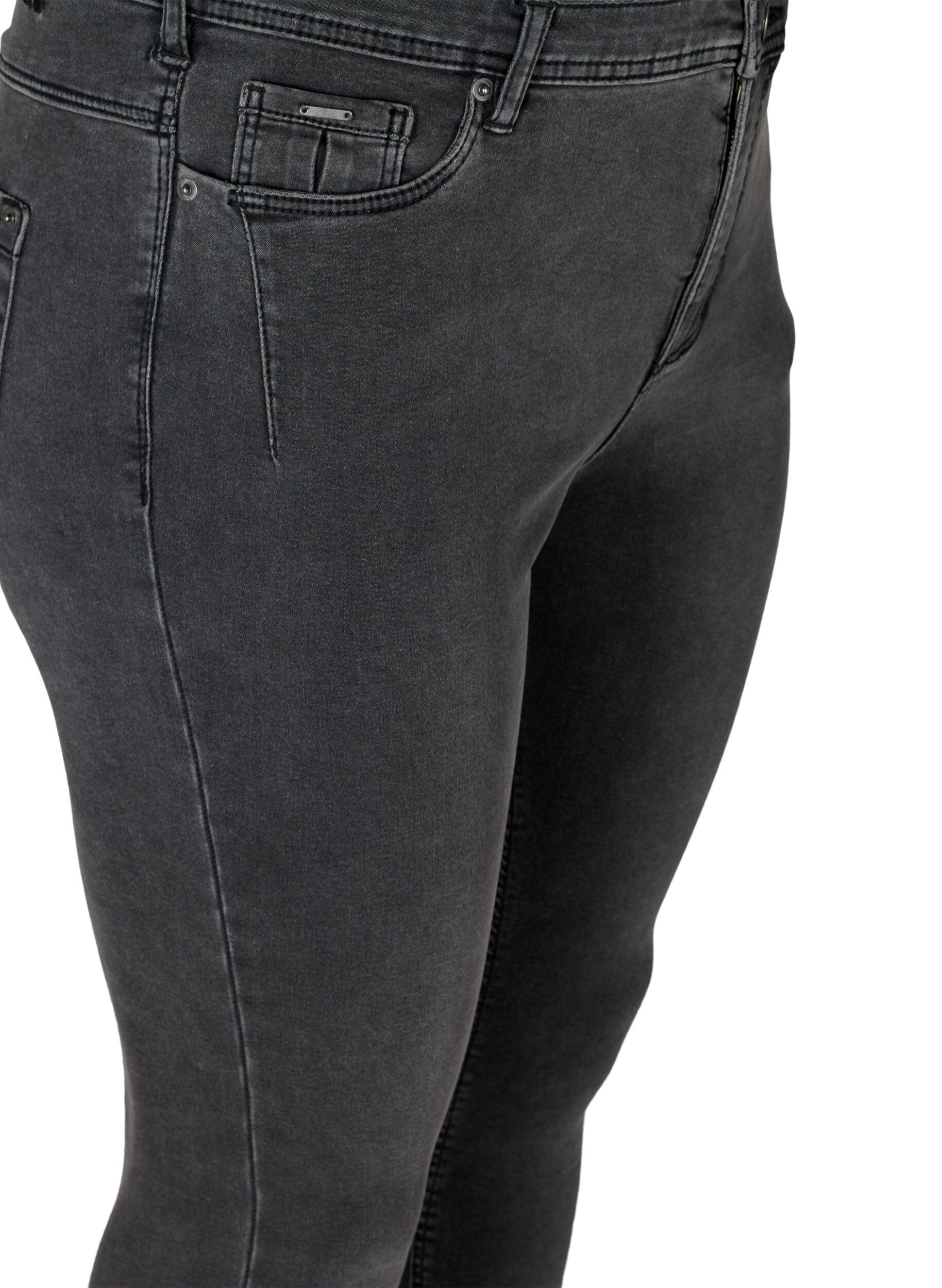 Zizzi Kurze Amy Jeans mit Rei&szlig;verschlussdetail., Grau, Packshot image number 2