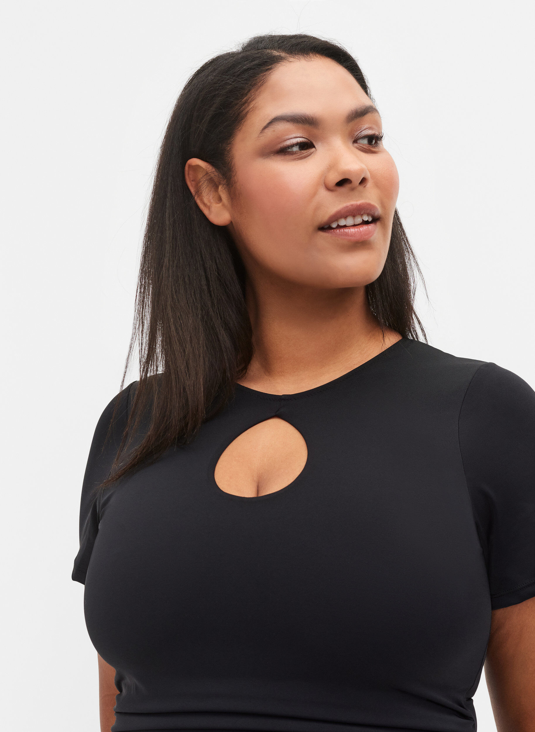 Zizzi Badeanzug mit Kurzarm, Black, Model image number 2