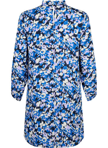 FLASH – Langärmeliges Kleid mit Blumendruck, Blue Purple Flower, Packshot image number 1