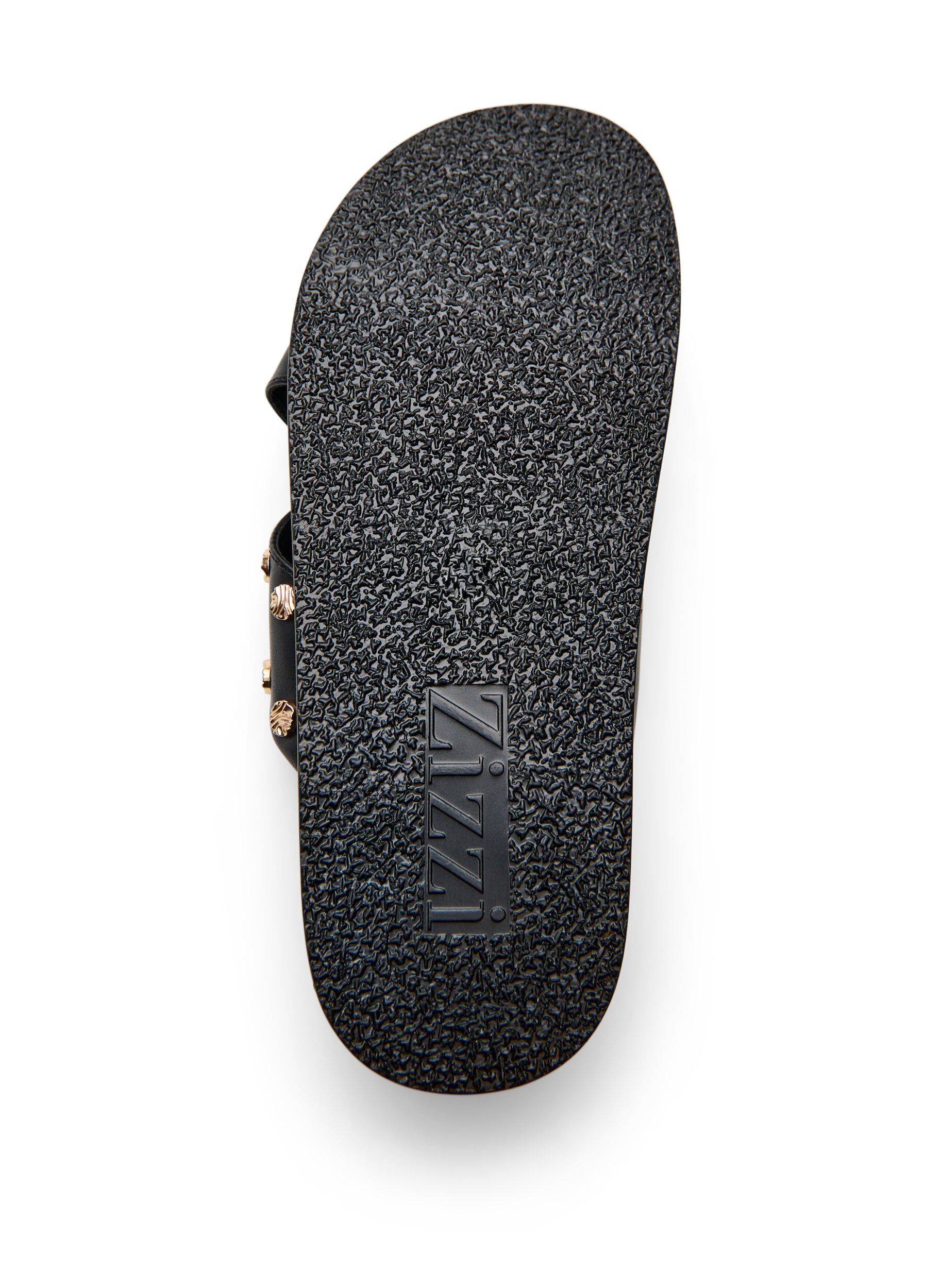 Zizzi Sandale mit &uuml;berkreuzten Riemen und Ziernieten, Schwarz, Packshot image number 4