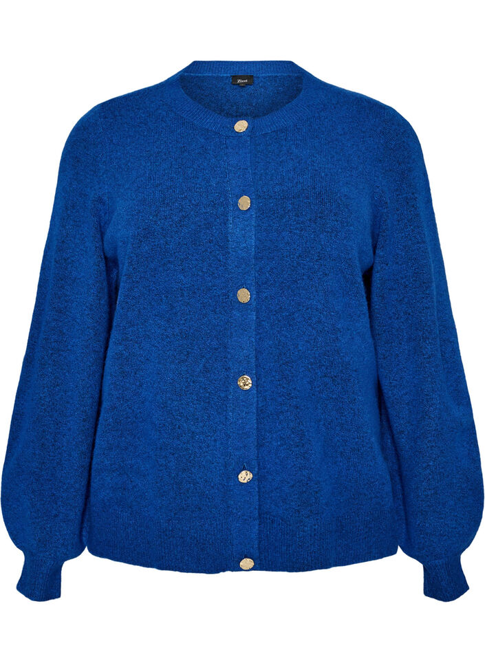 Strickjacke aus weichem Strick mit goldfarbenen Kn&ouml;pfen, T&uuml;rkis, Packshot image number 0