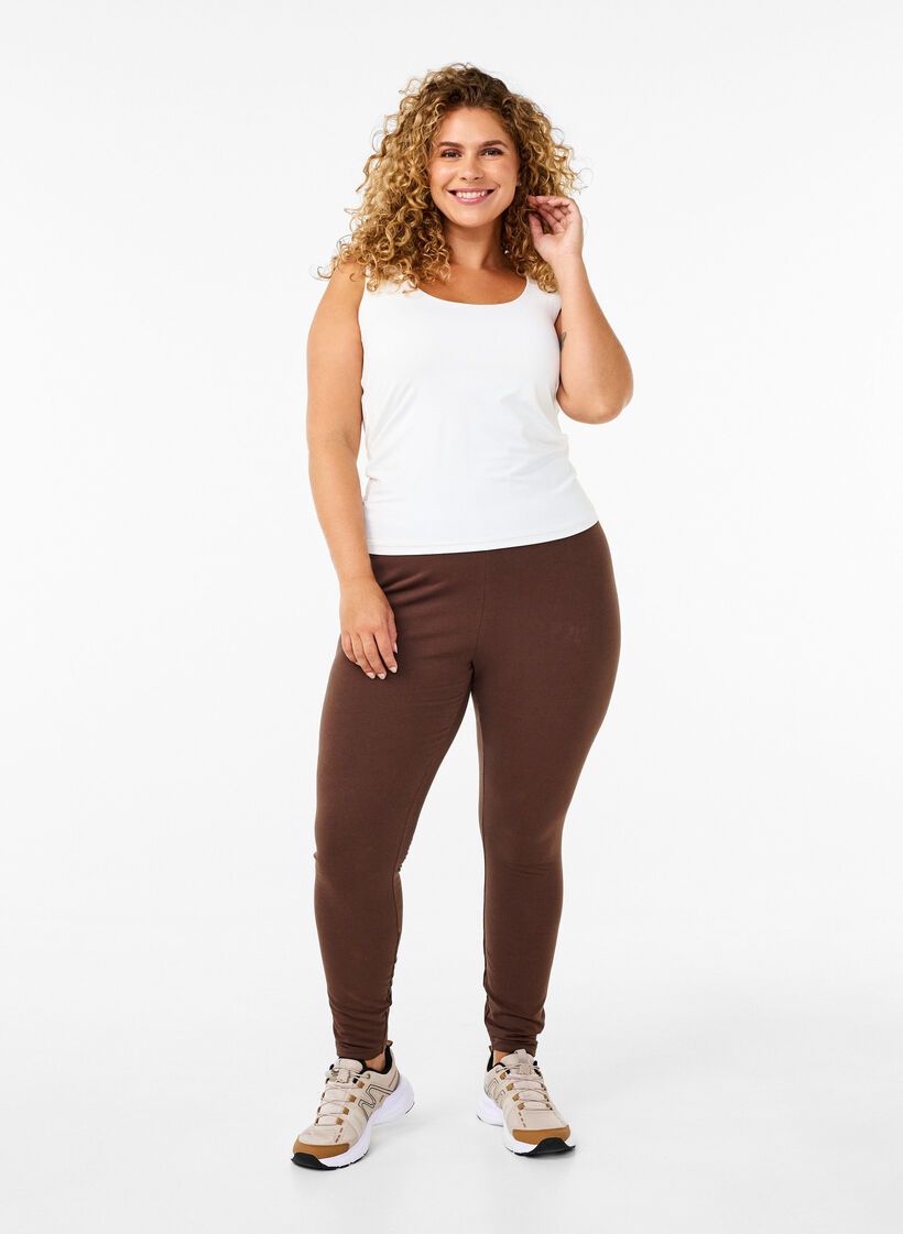 Gefütterte Baumwollleggings., Braun, Model image number 0