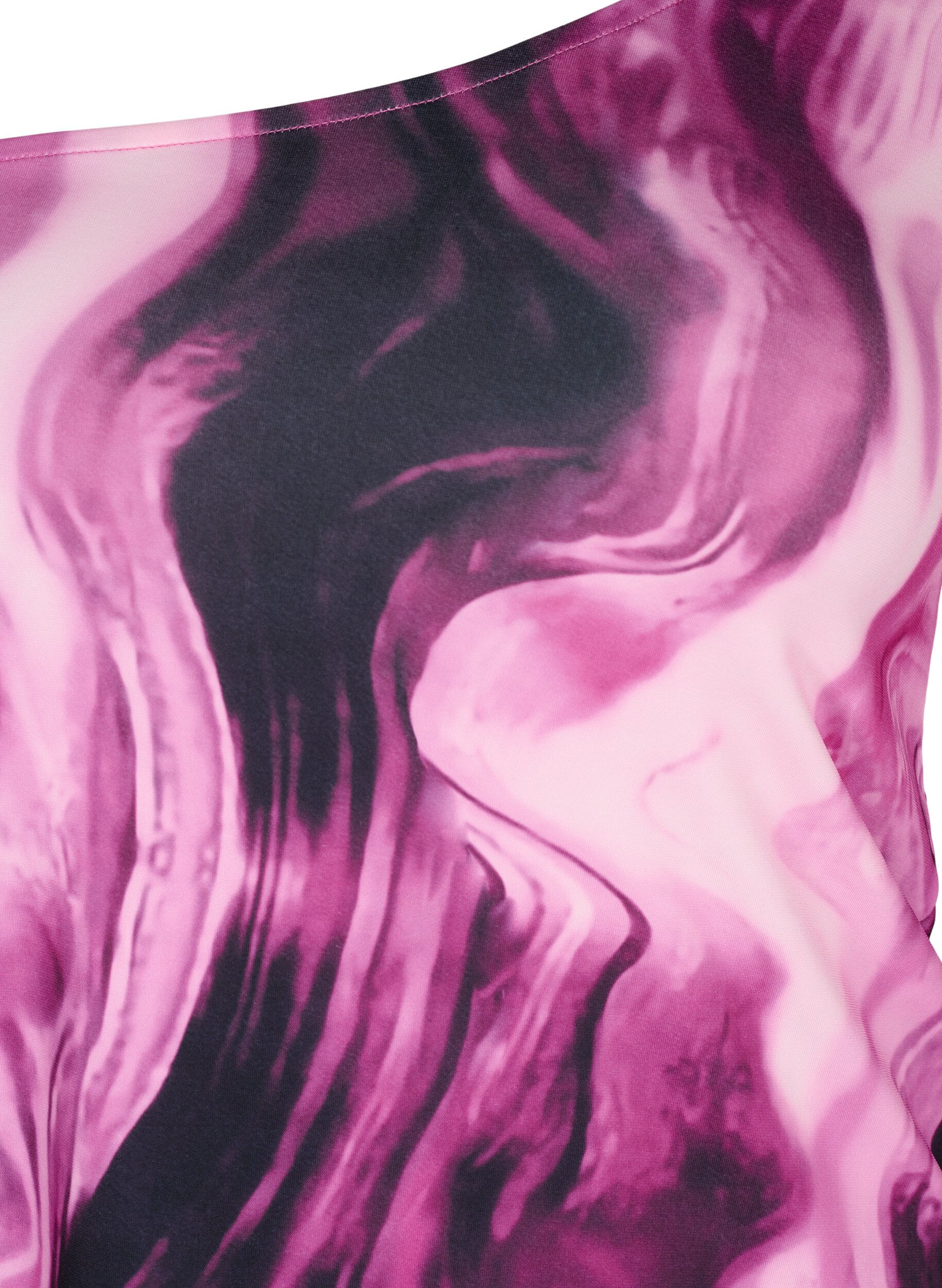 Zizzi One-Shoulder Bluse mit Print, Raspberry Rose AOP, Packshot image number 2