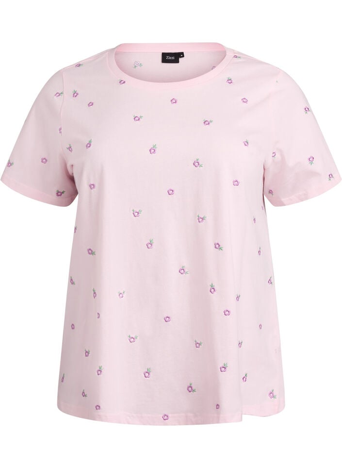 T-Shirt aus Bio-Baumwolle mit aufgestickten Motiven, Pink, Packshot image number 0