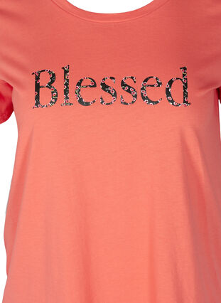T-Shirt mit Print, Living Coral BLESSED, Packshot image number 2