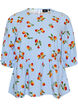 Bluse aus Baumwolle mit Tomaten-Print und Peplum, Blau, Packshot image number 0