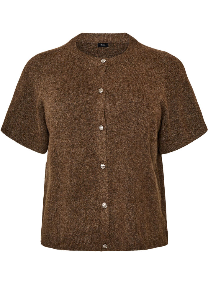 Strickjacke mit kurzen &Auml;rmeln, Braun, Packshot image number 0