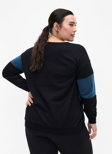 Sweatshirt mit sportlichem Druck, Black Comb, Model image number 1