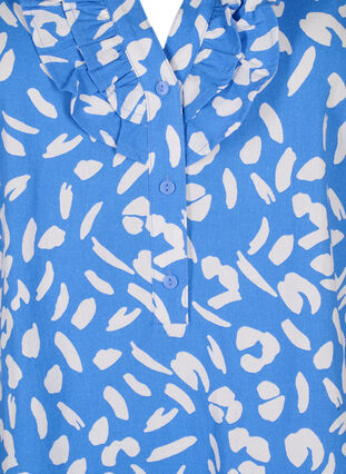 Baumwollbluse mit 3/4-Ärmeln und Aufdruck, Marina White AOP, Packshot image number 2