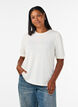 Bluse mit Knopfdetail und kurzen Puff&auml;rmeln, Beige, Model image number 0
