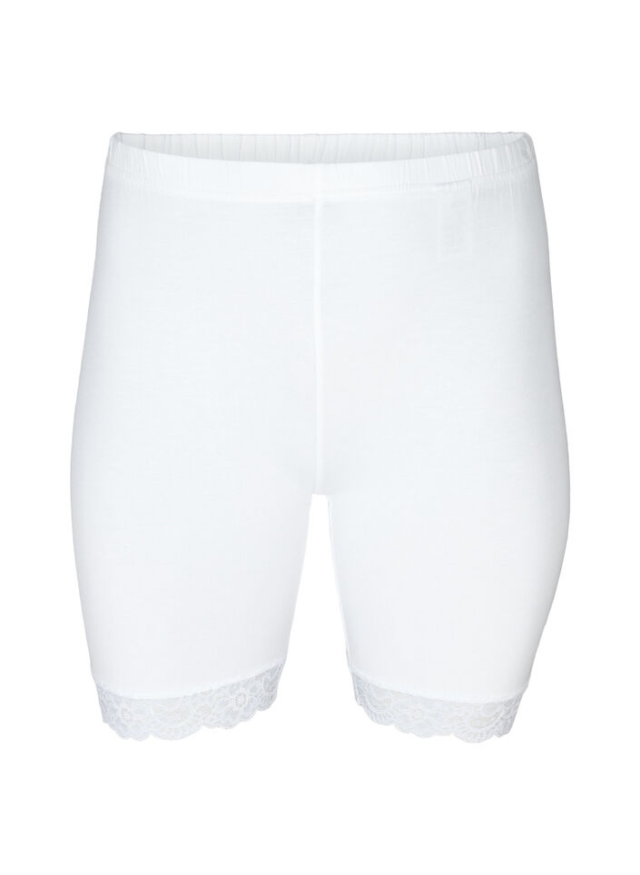 Fahrradshorts mit Spitzensaum, Wei&szlig;, Packshot image number 0