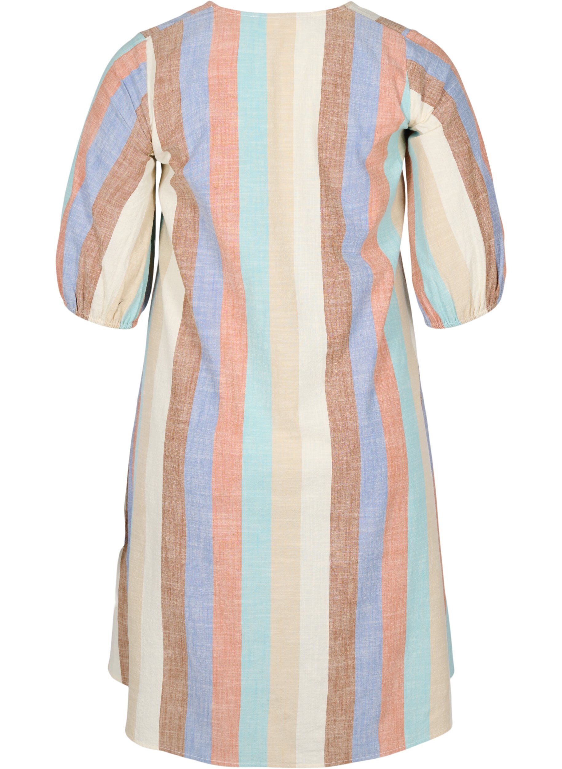 Zizzi Gestreiftes Kleid aus Baumwolle mit A-Linie, Multi Stripe, Packshot image number 1
