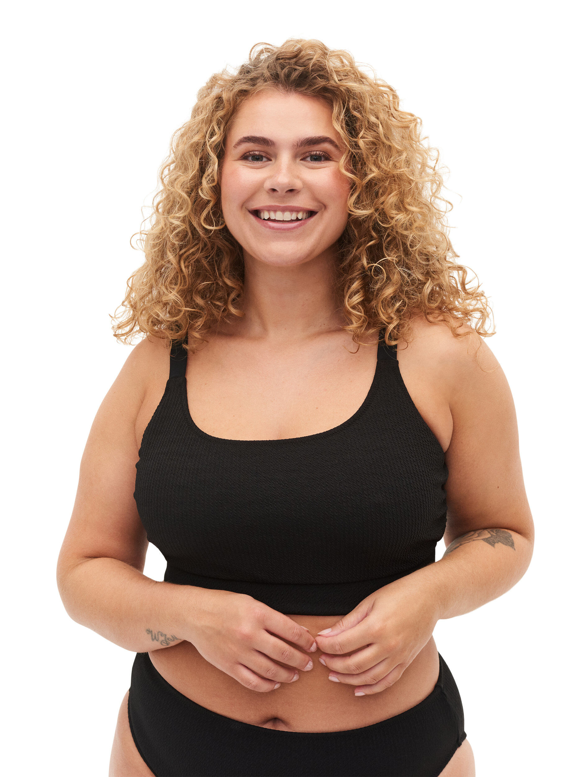 Zizzi Bikini-Top mit Cr&ecirc;pe-Struktur, Black, Model image number 2