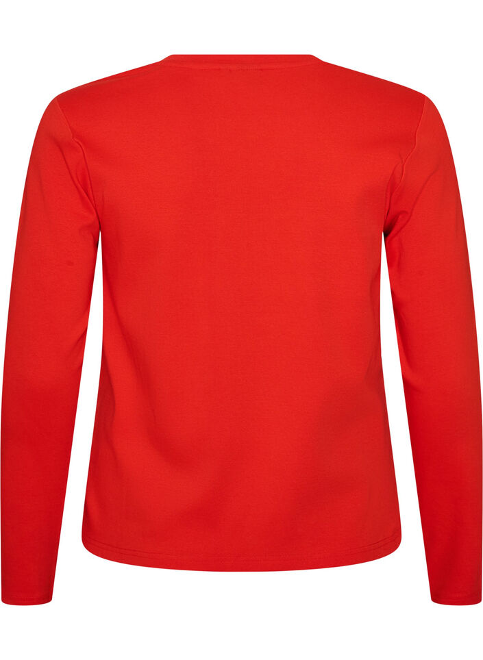 Langarm-Basic-T-Shirt mit Rundhalsausschnitt, Rot, Packshot image number 1