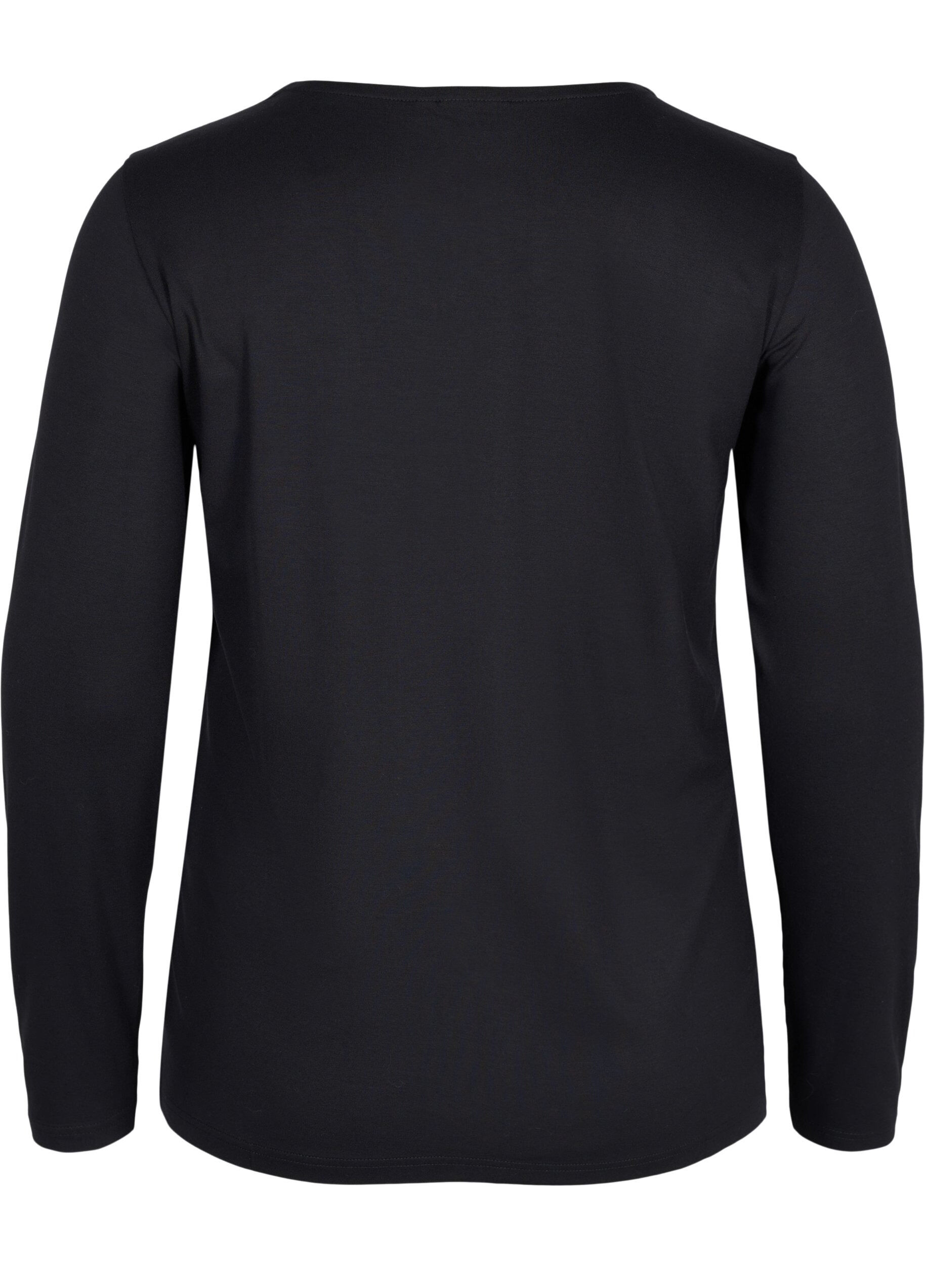 Zizzi Unifarbene Basic-Bluse aus Baumwolle, Solid Black, Packshot image number 1