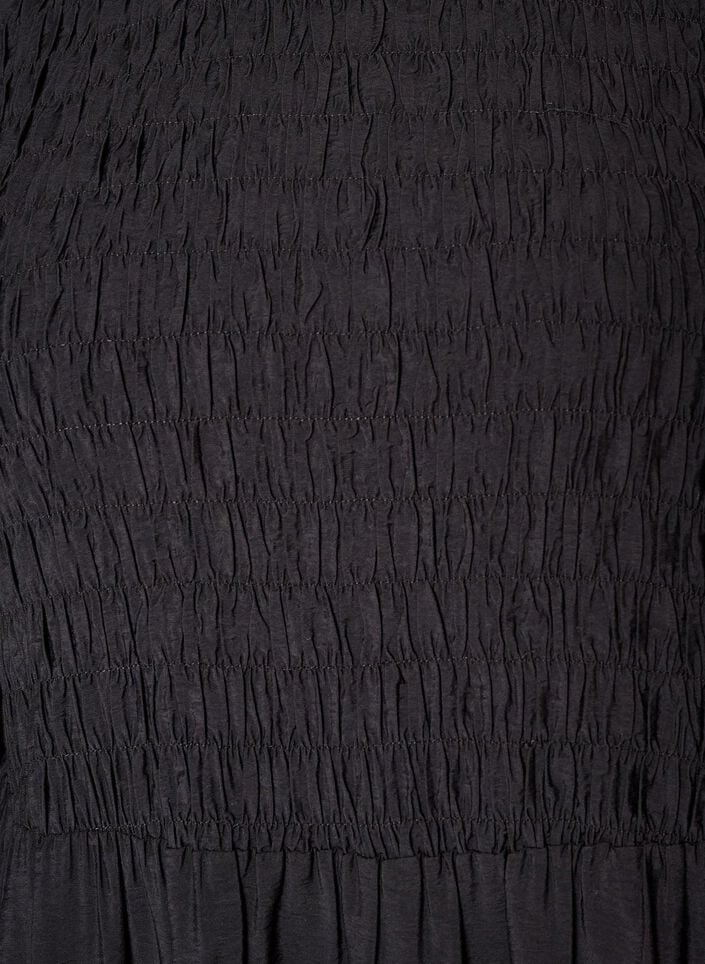 Midikleid aus Viskose mit Smock, Schwarz, Packshot image number 2