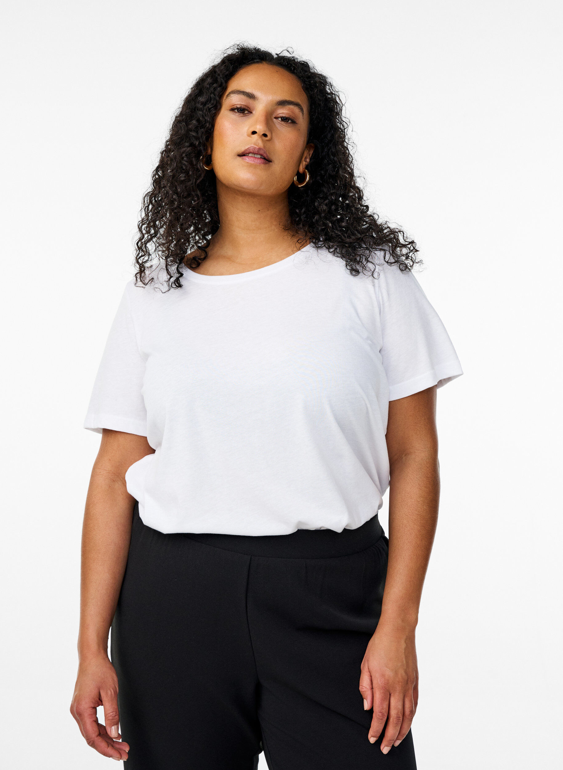 Zizzi FLASH - 2er-Pack T-Shirts mit Rundhalsausschnitt, Black/White, Model image number 0