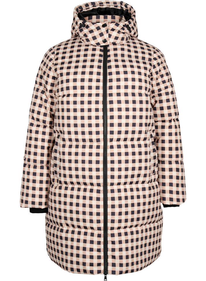 Karierte Puffer-Winterjacke, Black w. Nomad Check, Packshot image number 0