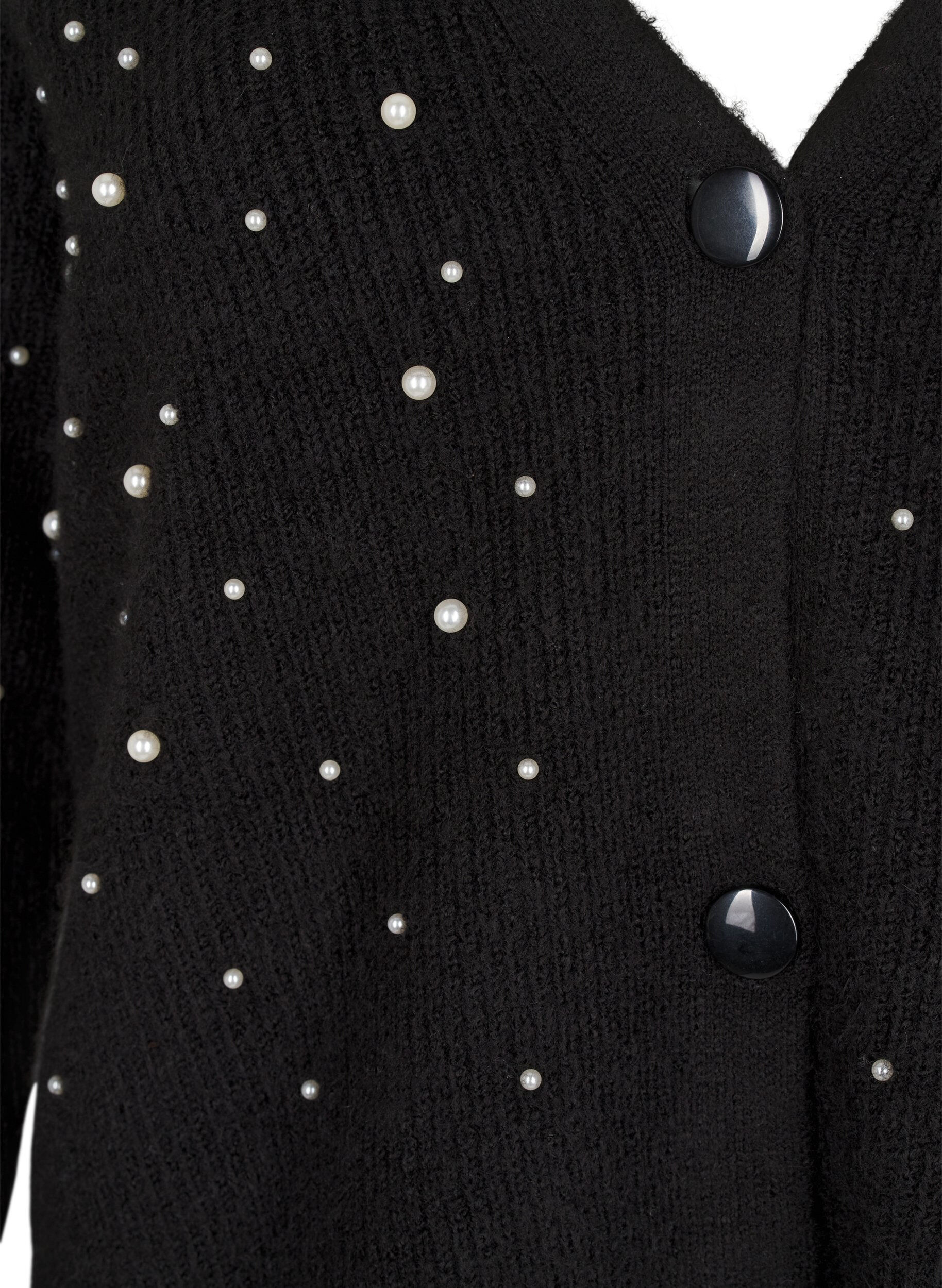 Zizzi Strickjacke mit Perlen, Black White Pearls, Packshot image number 2