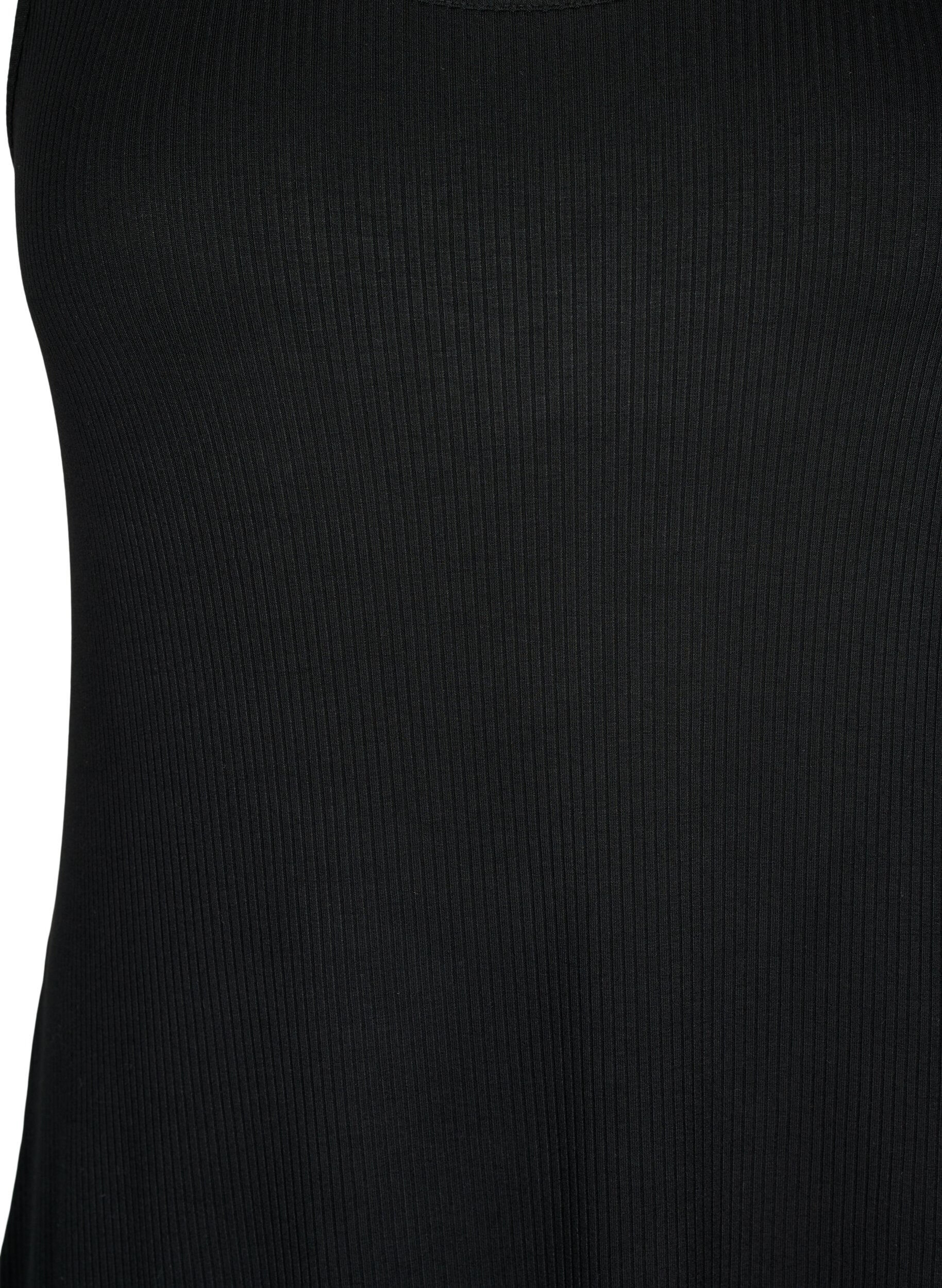 Zizzi &Auml;rmelloses geripptes Kleid aus Viskose, Schwarz, Packshot image number 2