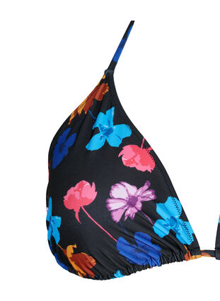Triangel-Bikini-BH mit Muster, Black Flower AOP, Packshot image number 2