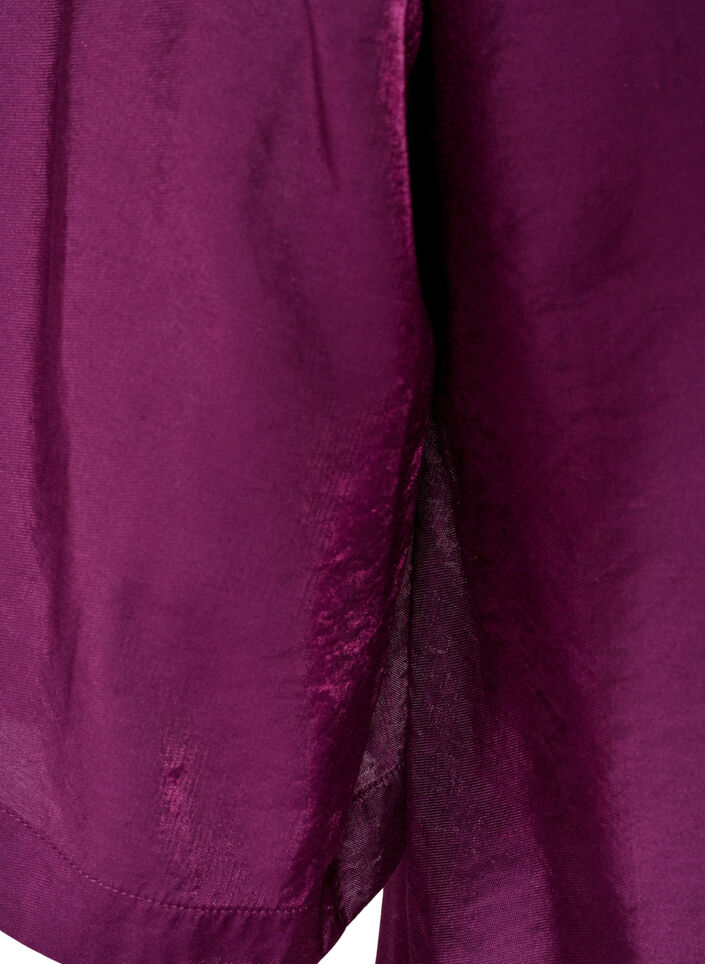 Gl&auml;nzende Tunika mit V-Ausschnitt und 3/4-&Auml;rmeln, Lila, Packshot image number 3