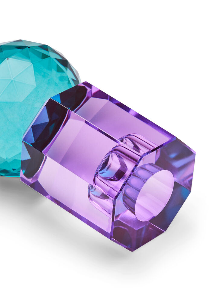 Kerzenständer aus Kristallglas, Violet/Petrol, Packshot image number 1