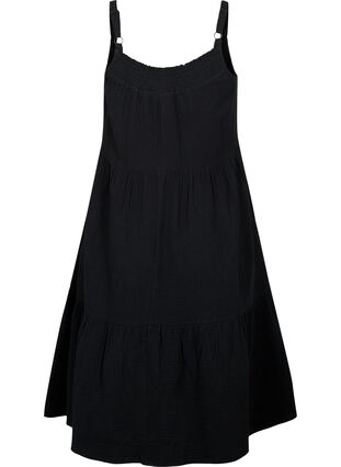 Schlichtes Trägerkleid aus Baumwolle, Black, Packshot image number 1