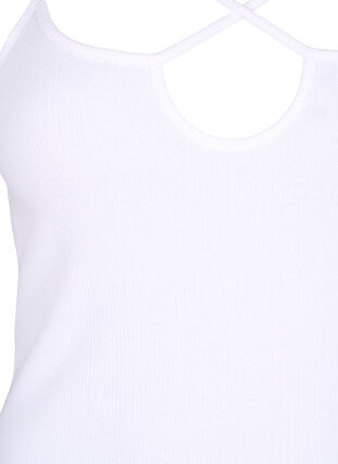 Ripp-Top aus Bio-Baumwolle mit Kreuzdetail, Bright White, Packshot image number 2