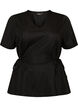 Bluse aus einer Baumwollmischung mit V-Ausschnitt und Bindeband, Schwarz, Packshot image number 0