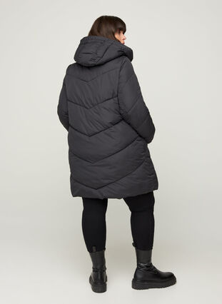 Lange wendbare Jacke mit Kapuze, Black COMB, Model image number 1