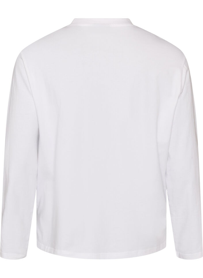 Basic T-Shirt mit langen &Auml;rmeln, Wei&szlig;, Packshot image number 1