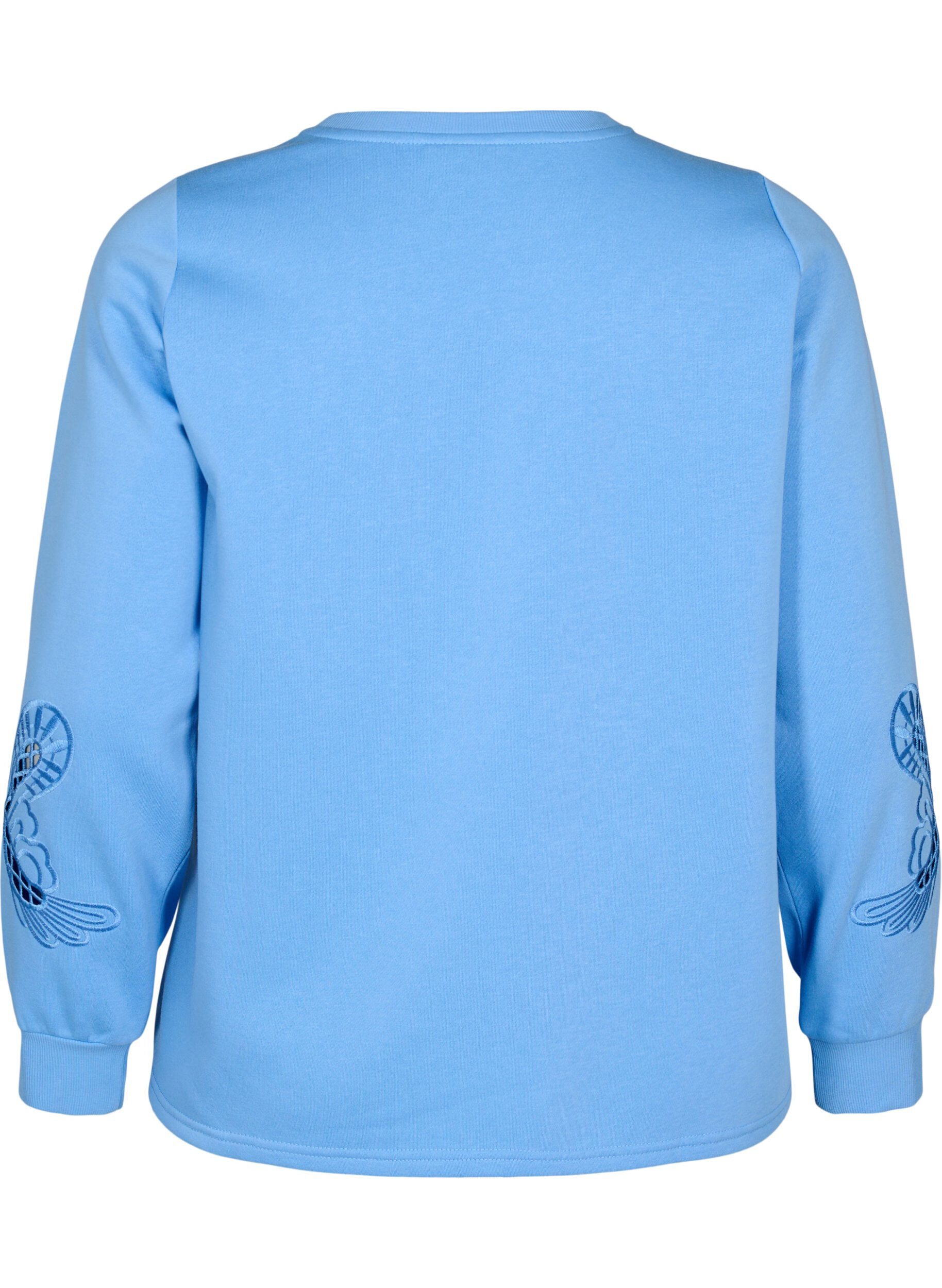 Zizzi Sweatshirt mit aufgestickten Cut-Outs, Della Robbia Blue, Packshot image number 1