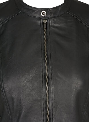 Kurze Lederjacke mit Reißverschluss, Black, Packshot image number 2