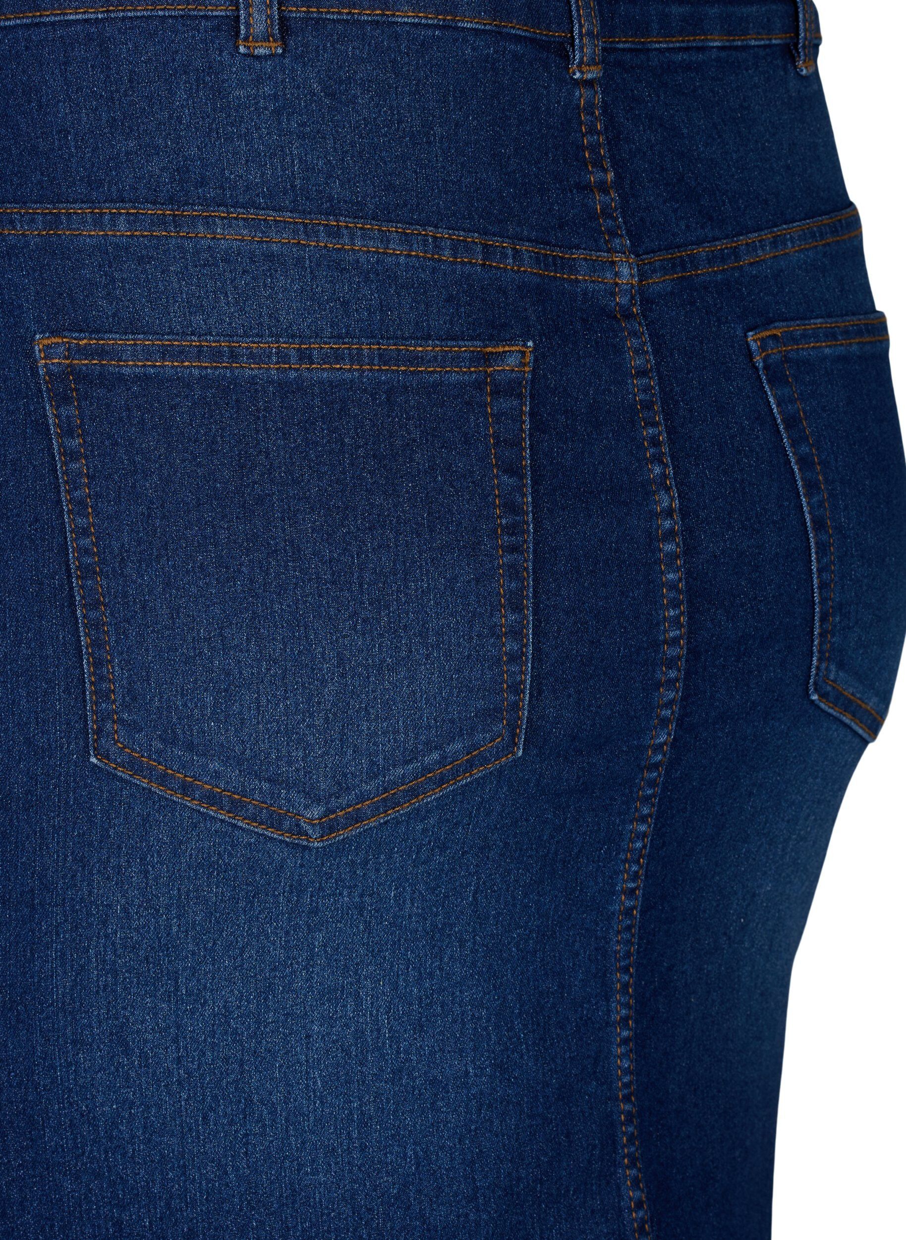 Zizzi FLASH - Eng anliegender Jeansrock, Blau, Packshot image number 3