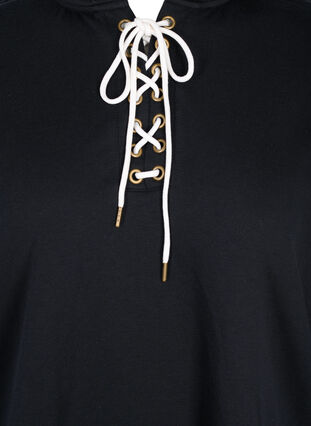 Kapuzensweatshirt mit kontrastvollen Schnüren, Black, Packshot image number 2