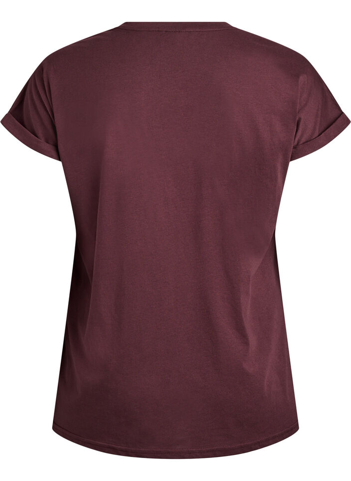 Kurz&auml;rmeliges T-Shirt aus einer Baumwollmischung, Dunkles Bordeaux, Packshot image number 1