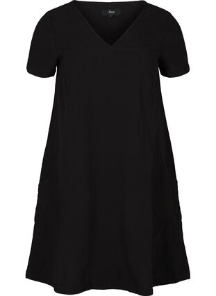 Kurzarm Kleid, Black, Packshot image number 0