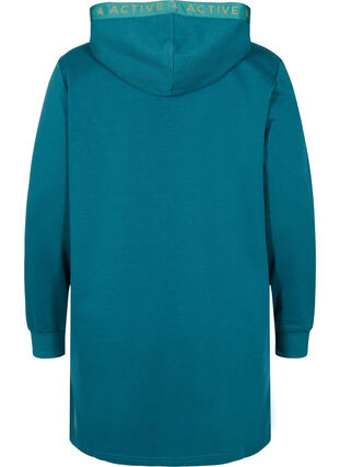 Langes Sweatshirt mit Kapuze und sportlichen Details, Deep Teal, Packshot image number 1