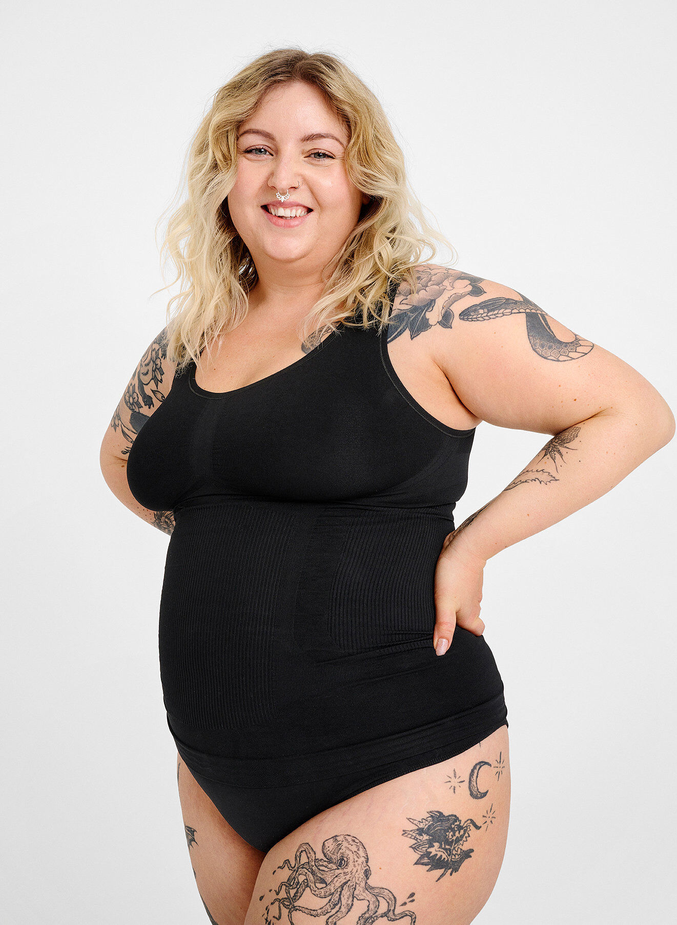 Zizzi Shapewear Top mit breiten Tr&auml;gern, Schwarz, Image image number 0