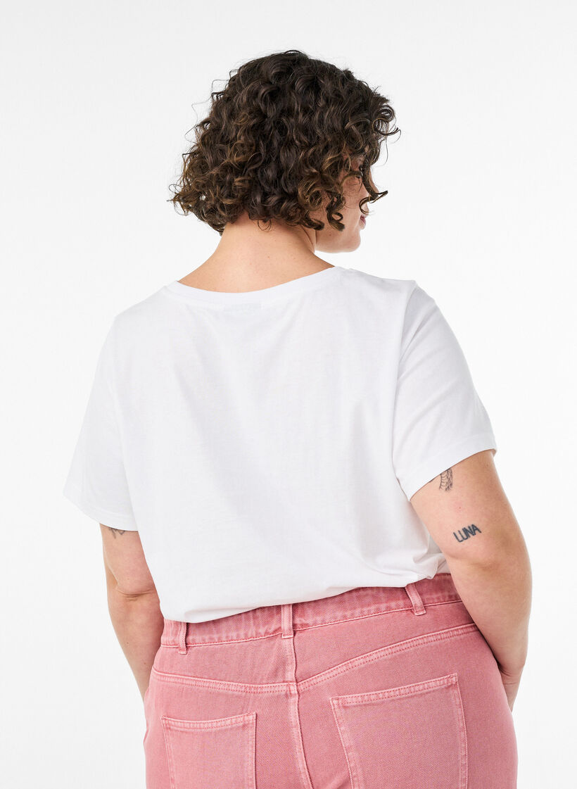 T-Shirt aus Baumwolle mit Print, Wei&szlig;, Model image number 2