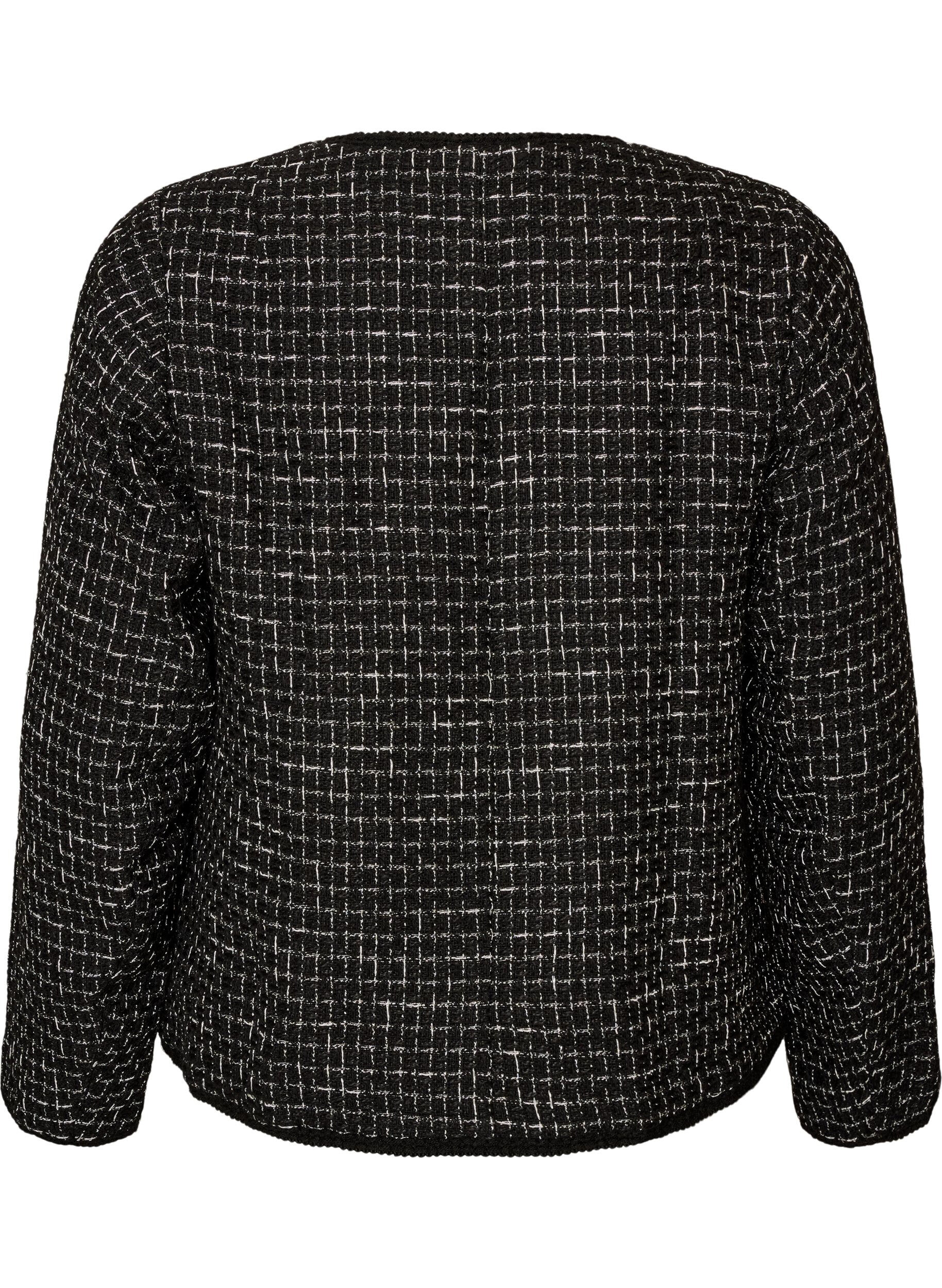 ZizziJacke aus Boucl&eacute; mit goldfarbenen Kn&ouml;pfen, Schwarz, Packshot image number 1
