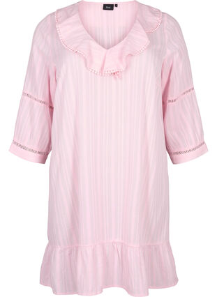 Kleid aus Baumwoll-Viskose-Mix mit 3/4-Ärmeln, Almond Blossom, Packshot image number 0