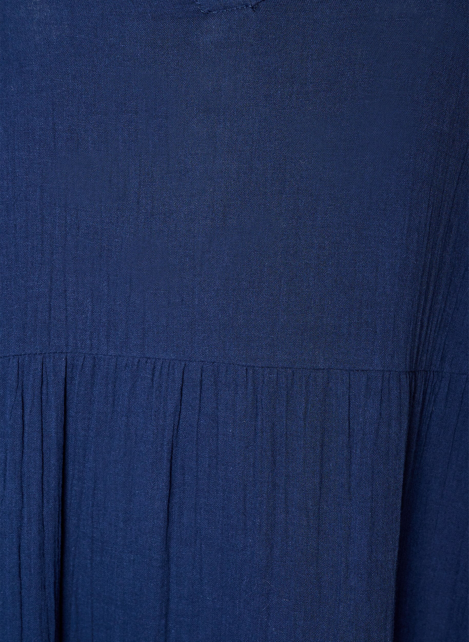 ZizziMidikleid in A-Linie aus Baumwoll-Musselin, Blau, Packshot image number 2