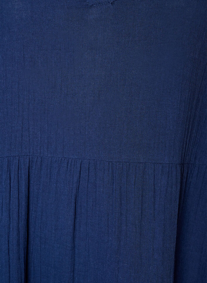 Midikleid in A-Linie aus Baumwoll-Musselin, Blau, Packshot image number 2
