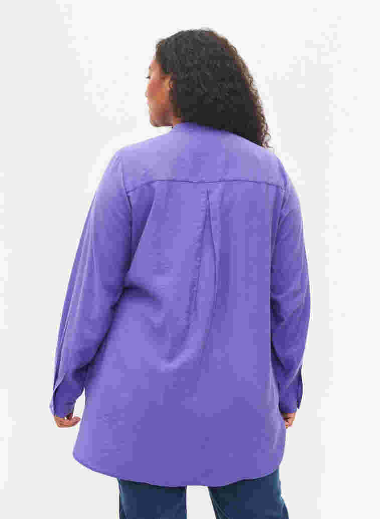 Lange Hemdbluse mit Color-Block, Purple Block, Model