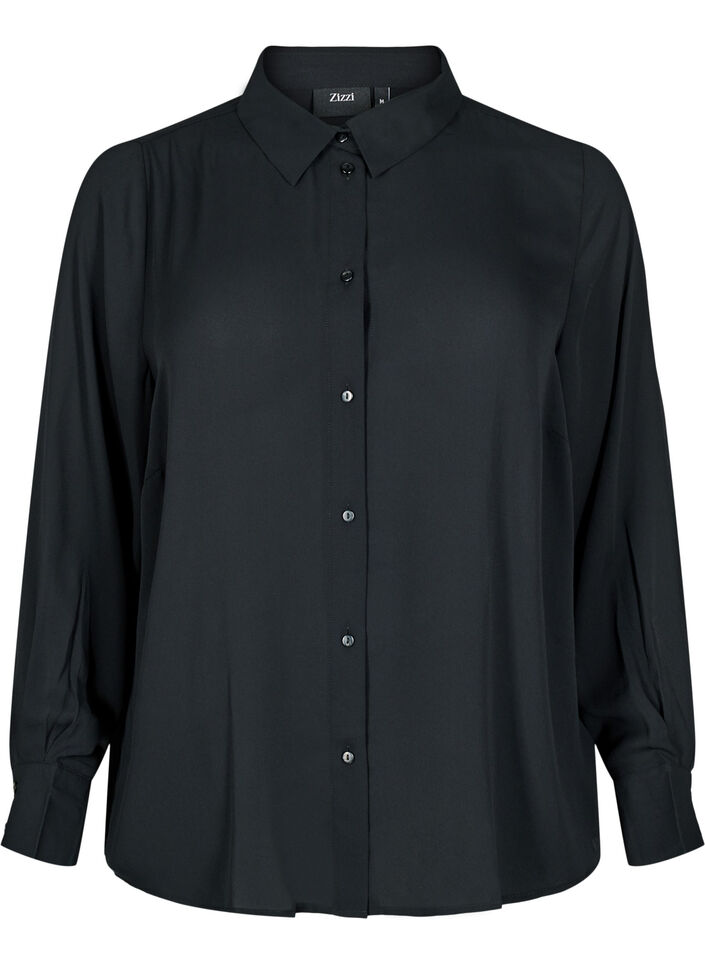 Klassische Bluse mit langen Ärmeln, Black, Packshot image number 0