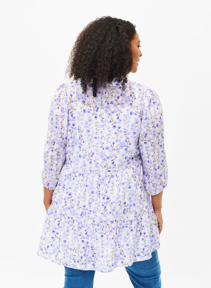 Tunika mit 3/4-Ärmeln und Blumendruck, Sand Verbena AOP, Model image number 1