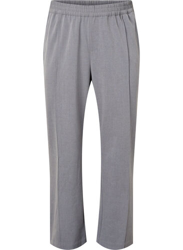 Graue melierte Hose mit elastischem Bund, Medium Grey Melange, Packshot image number 0