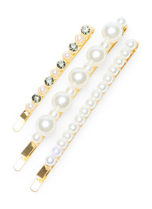 3er-Pack Haarnadeln mit Perlen, Pearl, Packshot image number 0